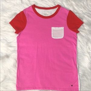 Kate Spade colorblock pocket tee pink/red/white Sm